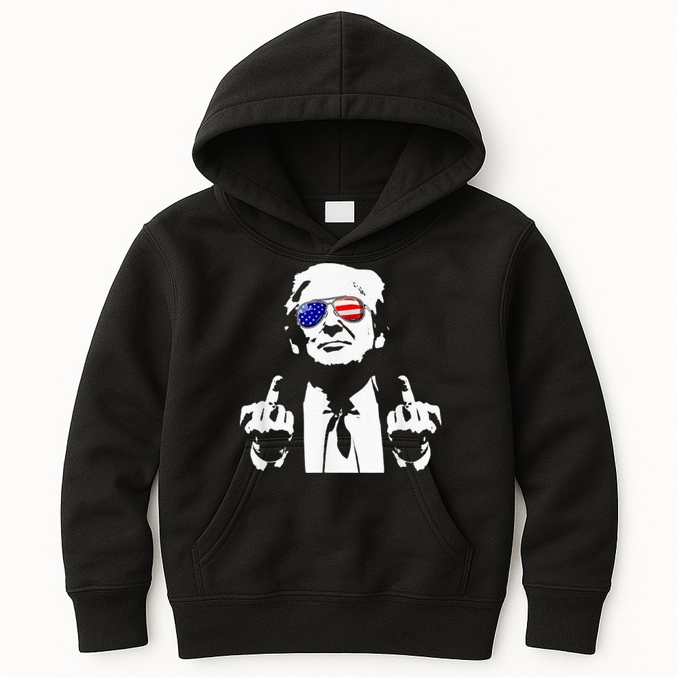 Donald Trump 2024 Middle Finger Conservative Republican Kids Hoodie