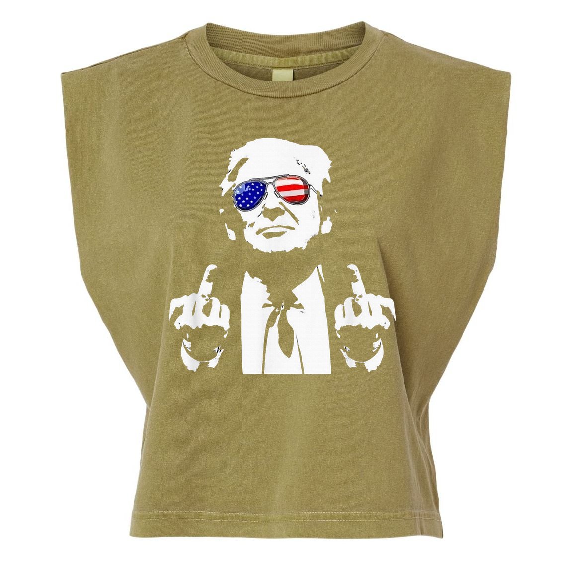 Donald Trump 2024 Middle Finger Conservative Republican Garment-Dyed Women's Muscle Tee