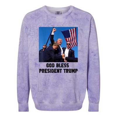 Donald Trump 2024 God Bless President Trump Gift Colorblast Crewneck Sweatshirt