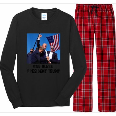 Donald Trump 2024 God Bless President Trump Gift Long Sleeve Pajama Set