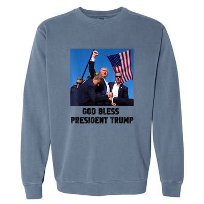 Donald Trump 2024 God Bless President Trump Gift Garment-Dyed Sweatshirt