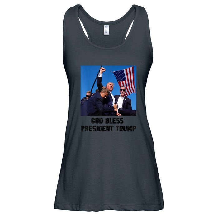 Donald Trump 2024 God Bless President Trump Gift Ladies Essential Flowy Tank