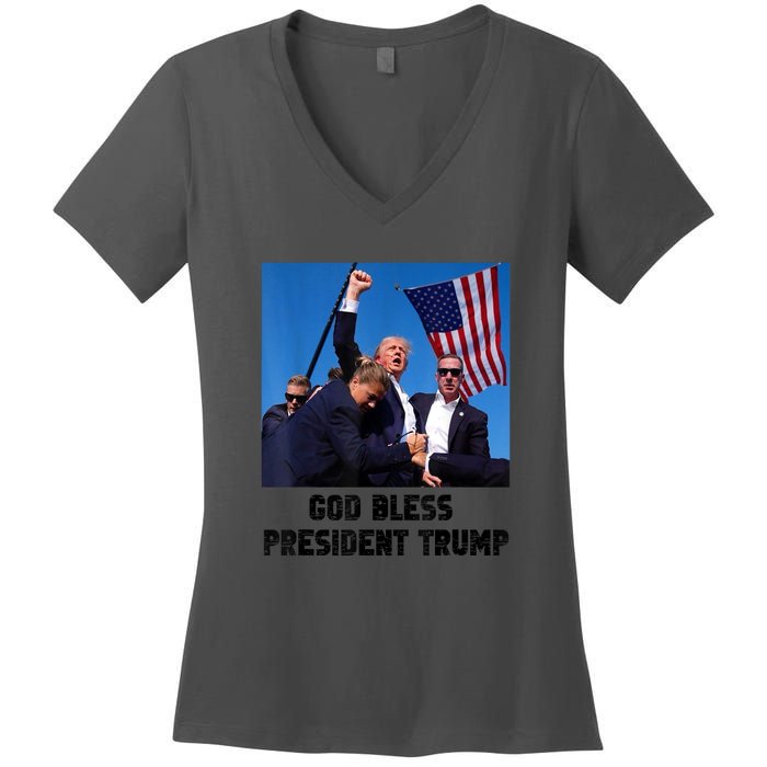 Donald Trump 2024 God Bless President Trump Gift Women's V-Neck T-Shirt