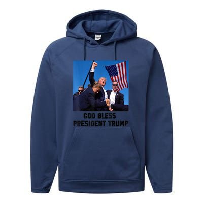 Donald Trump 2024 God Bless President Trump Gift Performance Fleece Hoodie