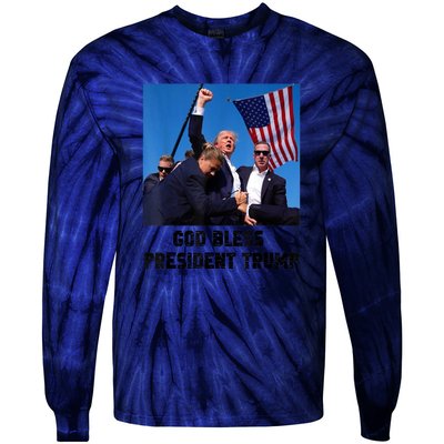 Donald Trump 2024 God Bless President Trump Gift Tie-Dye Long Sleeve Shirt