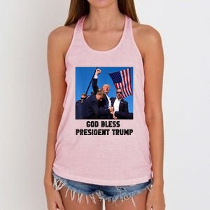 Donald Trump 2024 God Bless President Trump Gift Women's Knotted Racerback Tank