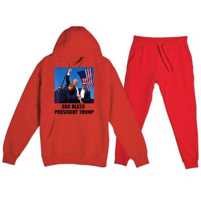 Donald Trump 2024 God Bless President Trump Gift Premium Hooded Sweatsuit Set