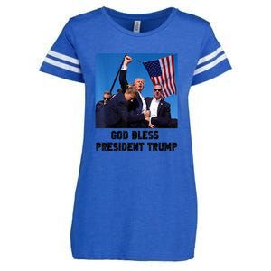 Donald Trump 2024 God Bless President Trump Gift Enza Ladies Jersey Football T-Shirt