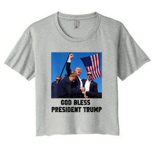 Donald Trump 2024 God Bless President Trump Gift Women's Crop Top Tee