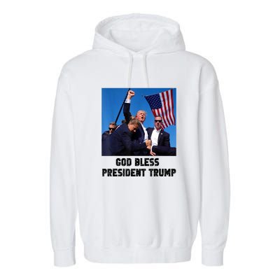 Donald Trump 2024 God Bless President Trump Gift Garment-Dyed Fleece Hoodie