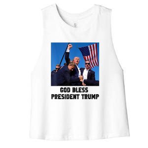 Donald Trump 2024 God Bless President Trump Gift Women's Racerback Cropped Tank