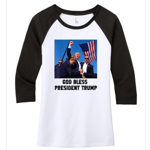 Donald Trump 2024 God Bless President Trump Gift Women's Tri-Blend 3/4-Sleeve Raglan Shirt