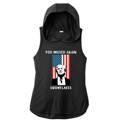 Donald Trump 2024 Missed Me Funny Conservative Ladies PosiCharge Tri-Blend Wicking Draft Hoodie Tank