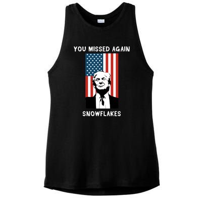 Donald Trump 2024 Missed Me Funny Conservative Ladies PosiCharge Tri-Blend Wicking Tank