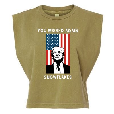 Donald Trump 2024 Missed Me Funny Conservative Garment-Dyed Women's Muscle Tee