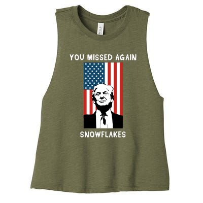 Donald Trump 2024 Missed Me Funny Conservative Women's Racerback Cropped Tank