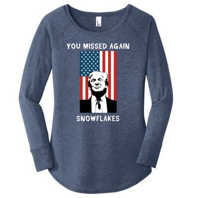 Donald Trump 2024 Missed Me Funny Conservative Women's Perfect Tri Tunic Long Sleeve Shirt