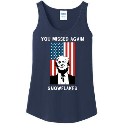 Donald Trump 2024 Missed Me Funny Conservative Ladies Essential Tank