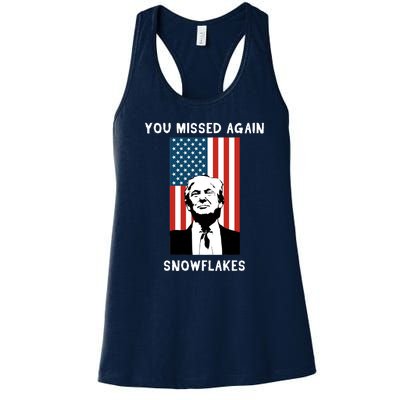 Donald Trump 2024 Missed Me Funny Conservative Women's Racerback Tank