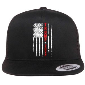 Donald Trump 2024 Take America Back American Flag Patriotic Flat Bill Trucker Hat