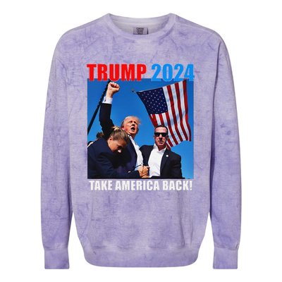 Donald Trump 2024 Take America Back American Flag Patriotic Colorblast Crewneck Sweatshirt