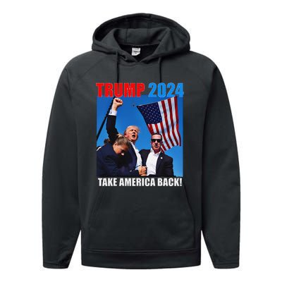 Donald Trump 2024 Take America Back American Flag Patriotic Performance Fleece Hoodie