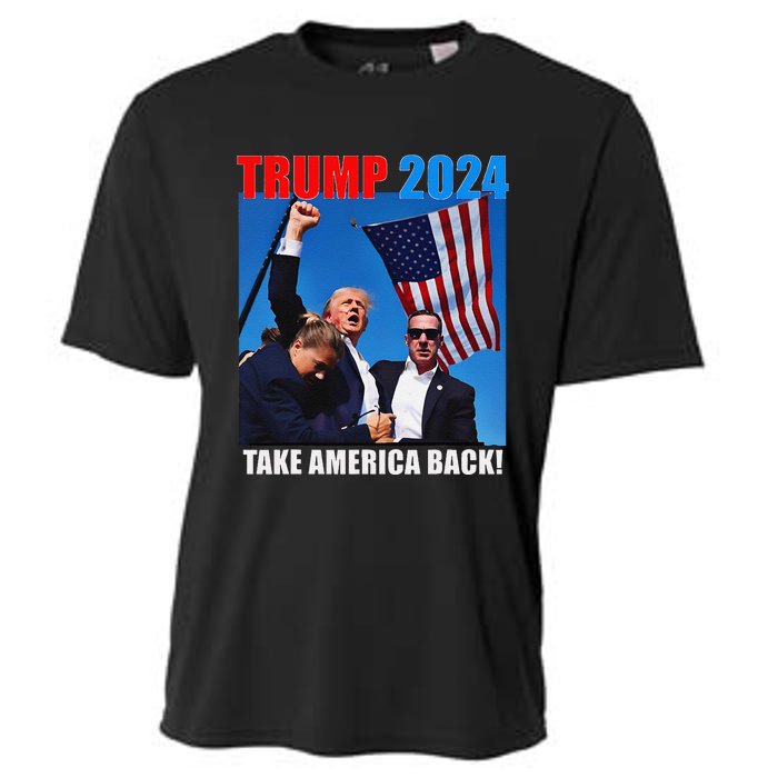 Donald Trump 2024 Take America Back American Flag Patriotic Cooling Performance Crew T-Shirt