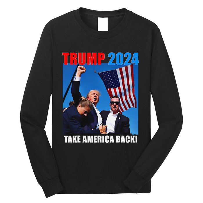 Donald Trump 2024 Take America Back American Flag Patriotic Long Sleeve Shirt