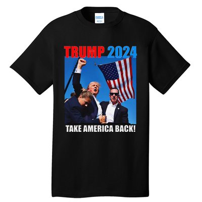 Donald Trump 2024 Take America Back American Flag Patriotic Tall T-Shirt