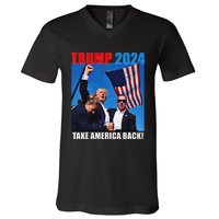 Donald Trump 2024 Take America Back American Flag Patriotic V-Neck T-Shirt