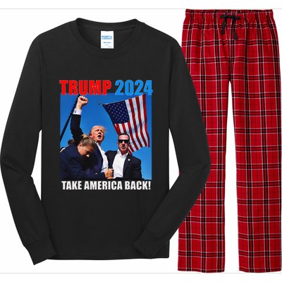 Donald Trump 2024 Take America Back American Flag Patriotic Long Sleeve Pajama Set