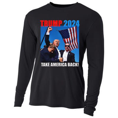 Donald Trump 2024 Take America Back American Flag Patriotic Cooling Performance Long Sleeve Crew