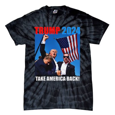 Donald Trump 2024 Take America Back American Flag Patriotic Tie-Dye T-Shirt