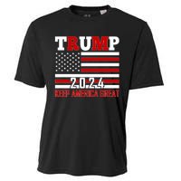 Donald Trump 2024 Keep America Great Usa Flag Cooling Performance Crew T-Shirt