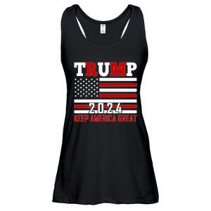 Donald Trump 2024 Keep America Great Usa Flag Ladies Essential Flowy Tank