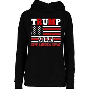 Donald Trump 2024 Keep America Great Usa Flag Womens Funnel Neck Pullover Hood