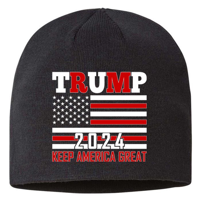 Donald Trump 2024 Keep America Great Usa Flag Sustainable Beanie