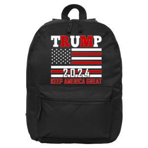 Donald Trump 2024 Keep America Great Usa Flag 16 in Basic Backpack