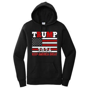 Donald Trump 2024 Keep America Great Usa Flag Women's Pullover Hoodie