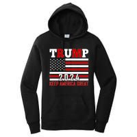 Donald Trump 2024 Keep America Great Usa Flag Women's Pullover Hoodie