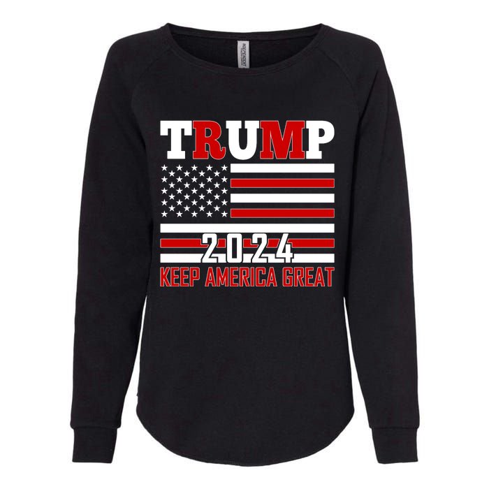 Donald Trump 2024 Keep America Great Usa Flag Womens California Wash Sweatshirt