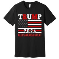 Donald Trump 2024 Keep America Great Usa Flag Premium T-Shirt