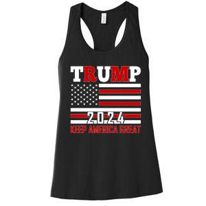 Donald Trump 2024 Keep America Great Usa Flag Women's Racerback Tank