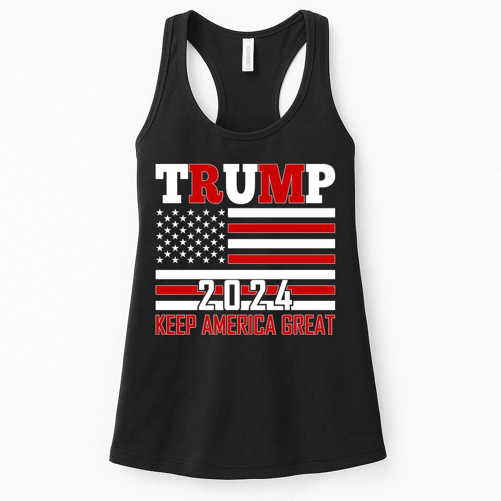 Donald Trump 2024 Keep America Great Usa Flag Womens Tank Top