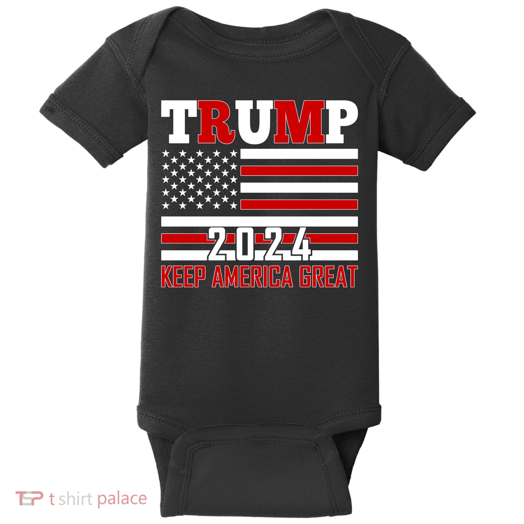 Donald Trump 2024 Keep America Great Usa Flag Baby Bodysuit