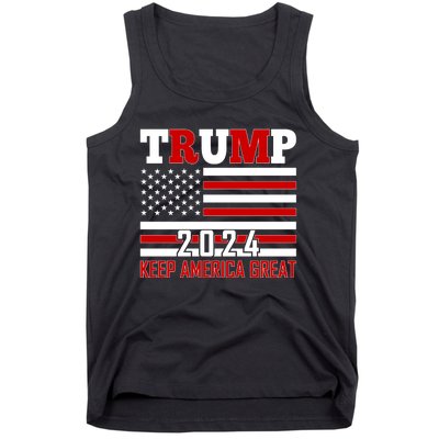 Donald Trump 2024 Keep America Great Usa Flag Tank Top