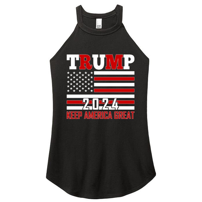 Donald Trump 2024 Keep America Great Usa Flag Women's Perfect Tri Rocker Tank