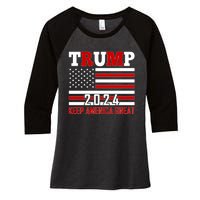 Donald Trump 2024 Keep America Great Usa Flag Women's Tri-Blend 3/4-Sleeve Raglan Shirt