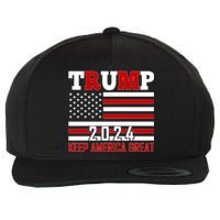 Donald Trump 2024 Keep America Great Usa Flag Wool Snapback Cap