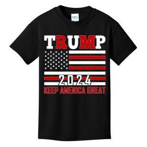 Donald Trump 2024 Keep America Great Usa Flag Kids T-Shirt